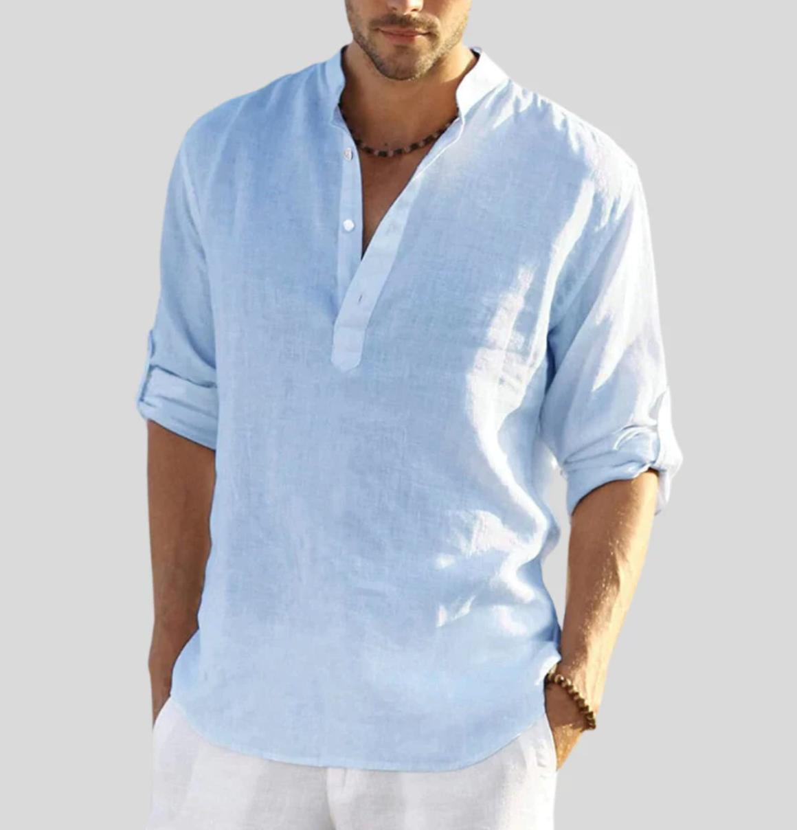 Adrian | Men's Linen Buttoned Shirt