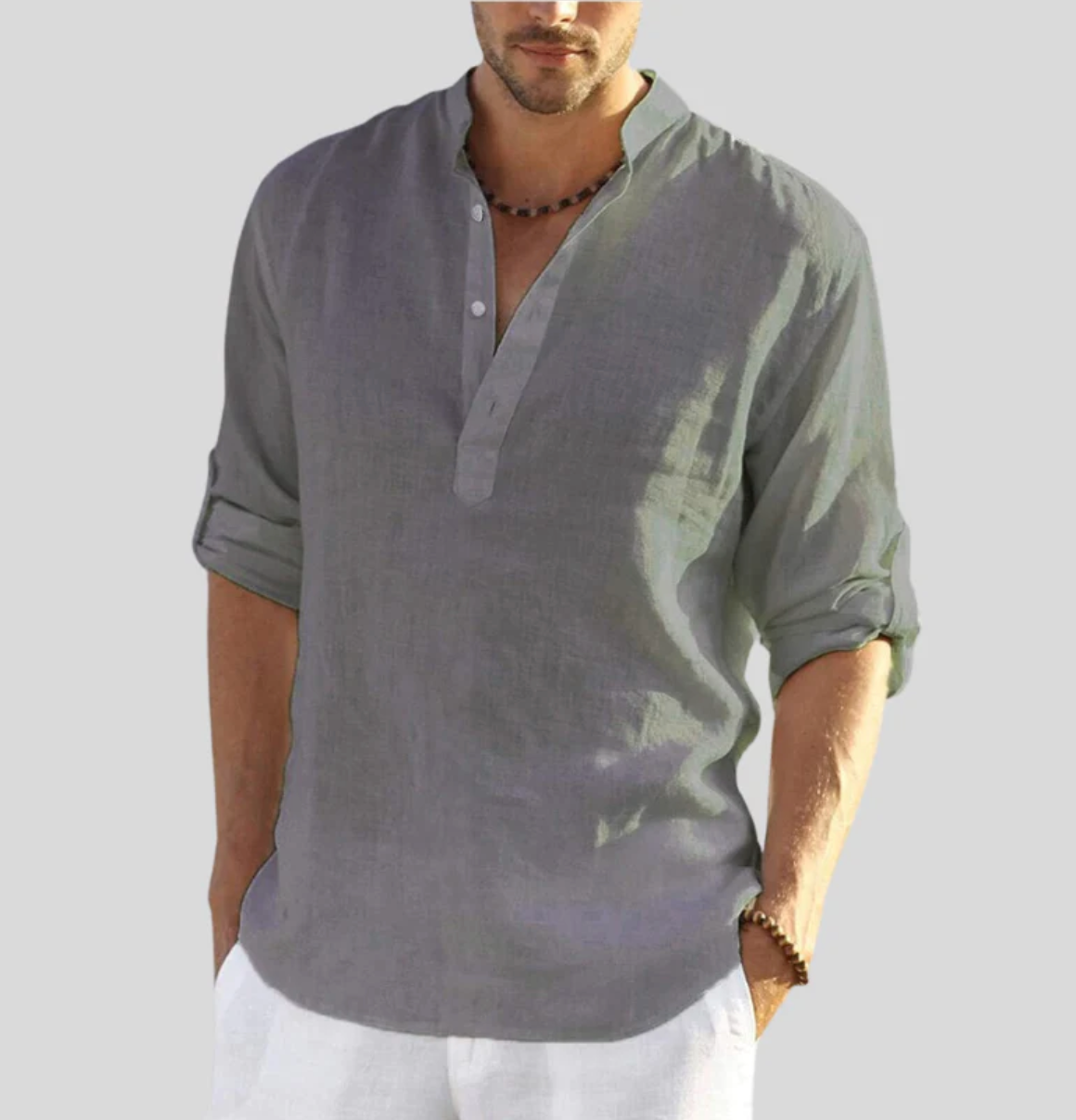 Adrian | Men's Linen Buttoned Shirt
